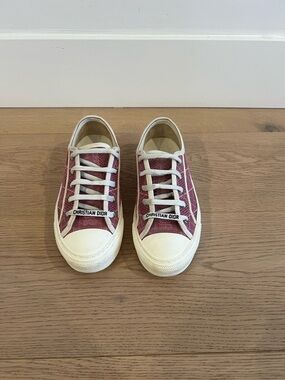 Dior Women's Walk'N'Dior Sneakers Cannage Embroidered Canvas Pink Sz 36.5